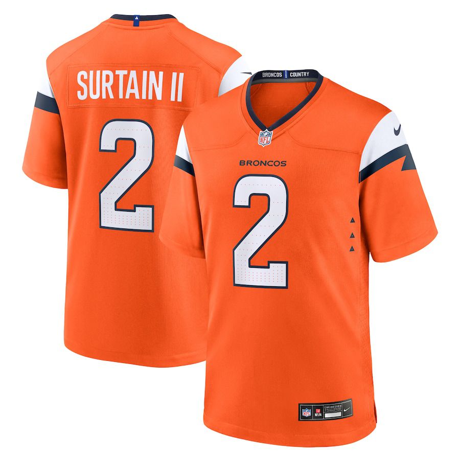 Men Denver Broncos 2 Patrick Surtain II Nike Orange Game NFL Jersey